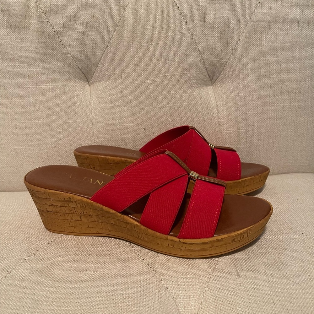 ITALIAN SHOE MAKER - Red Wedge Sandals